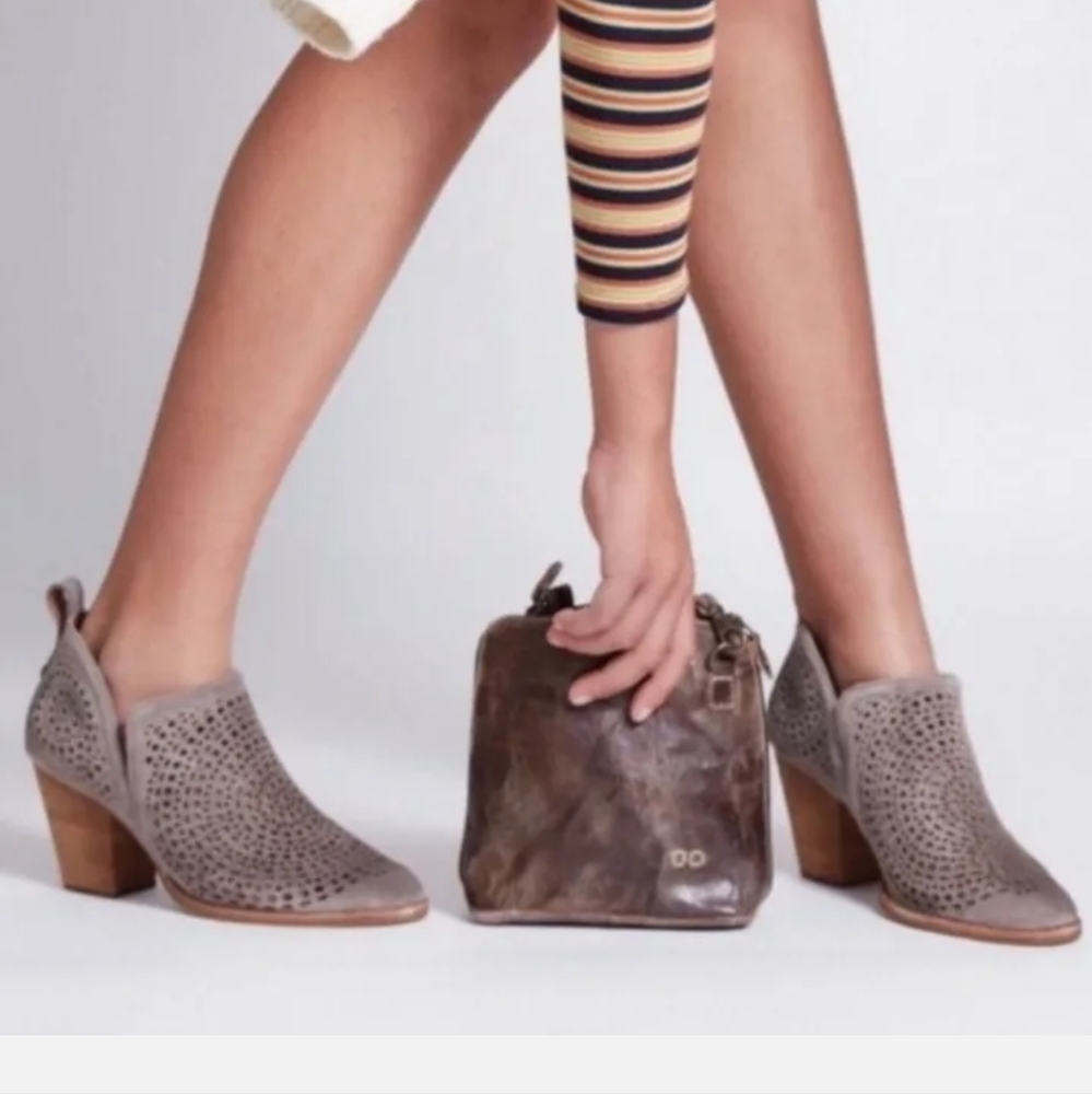 Jeffrey Campbell Rosalee ankle bootie taupe suede cutouts